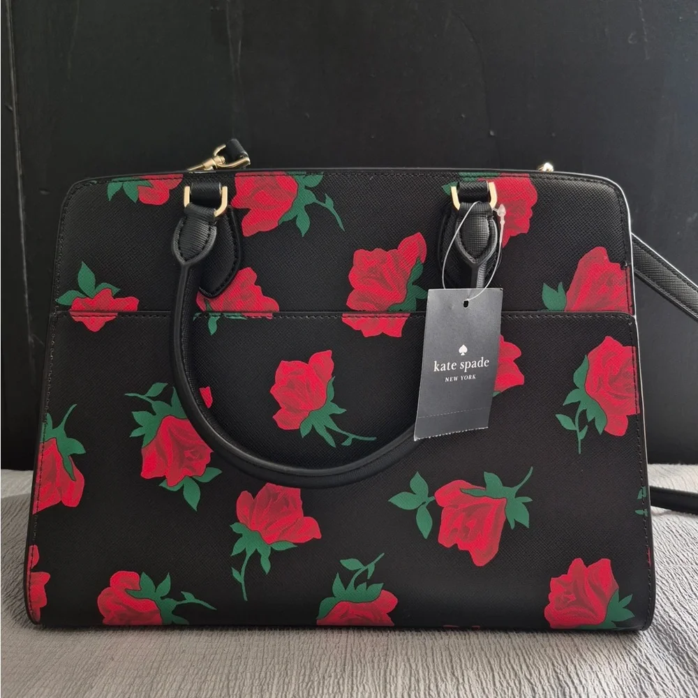 🥳HP🥳Kate Spade NWT Madison Rose Toss Printed Satchel